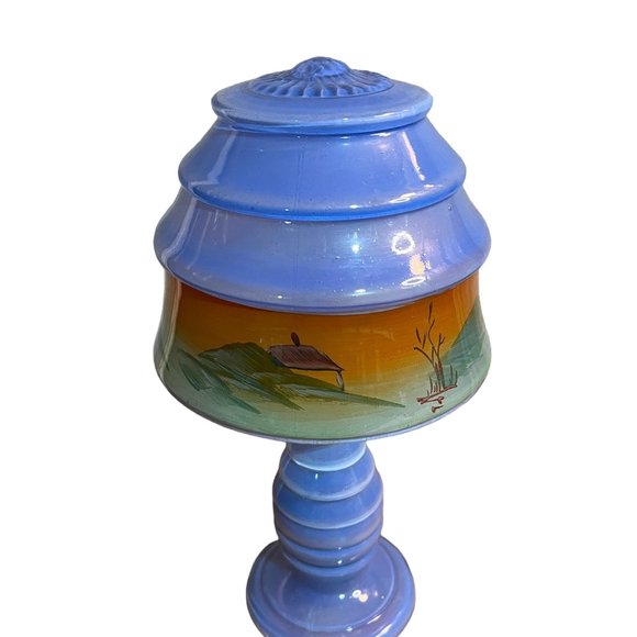 Vintage Reverse Painted Boudoir Lamp - Picture 4 of 8